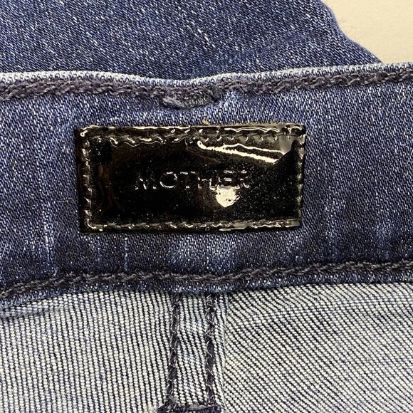 Mother Women’s The Hustler Ankle Fray Flare Jeans Size 27 Dark Blue - Picture 3 of 14